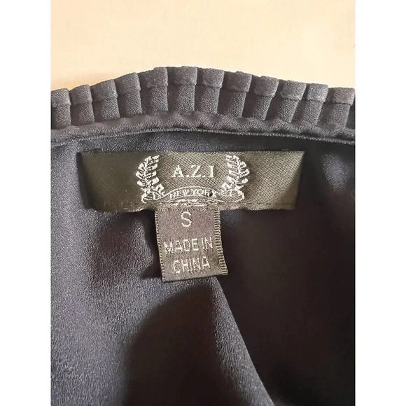 A.Z.I. New York navy blue cold shoulder ruffle spaghetti strap blouse small - Picture 5 of 11